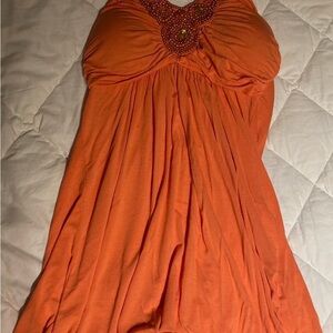 Elegant Orange Beaded Tank top